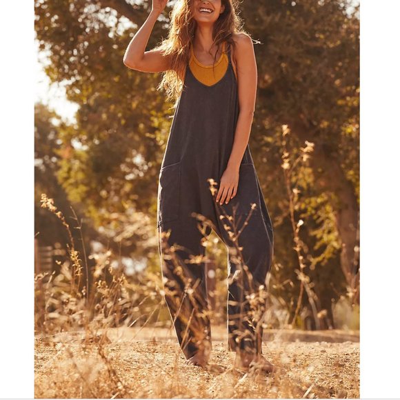 Free People Pants - FREE PEOPLE MOVEMENT WASHED BLACK HOT SHOT ONESIE JUMPSUIT